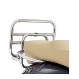 Vespa Original Chromed Rear Luggage Rack for the GTS Range  A must-have Vespa accessory. The chromed rear luggage rack has always been a firm favourite among Vespa customers who want a unique and original accessory. The practical fold-down shelf offers excellent carry capacity  Cod. 605665M