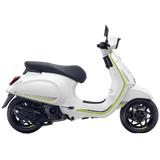 White scooter with black seat on a white background