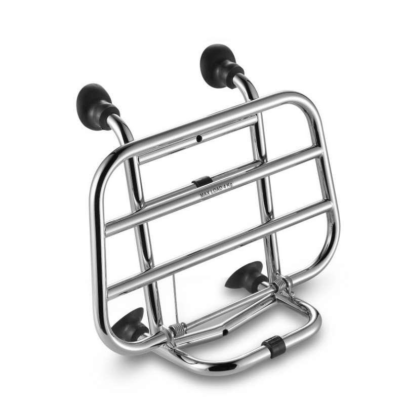 Vespa Original Chromed Front Rack for the Primavera and Sprint This is a beautiful piece of chrome and when used in conjunction with the chromed rear luggage rack, this stylish accessory complements the look of the Vespa and makes it even more unique.  cod. 1B000832