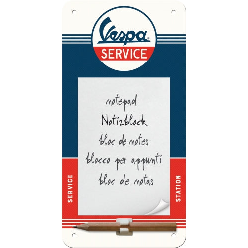 Vespa Service Note Pad with Metal Backing