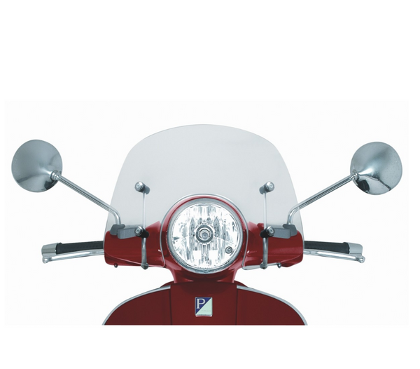 Vespa GTS Transparent Fly-screen    Transparent fly-screen in superior quality impact-resistant methacrylate. This medium-sized shield offers effective protection and complements the style of the vehicle.  cod. 606008M