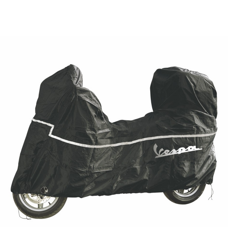 Vespa Outdoor Cover - Primavera 150 and Sprint 150  This outdoor Vespa cover is made of high-quality material. Featuring slits for protruding parts and accessories.  It protects the vehicle against the weather and scratches.  cod. 605291M002